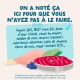 Illustration de poulet et thon avec texte « ON A NOTÉ ÇA ICI POUR QUE VOUS N'AYEZ PAS À LE FAIRE. » et « Poulet 26 % ».
