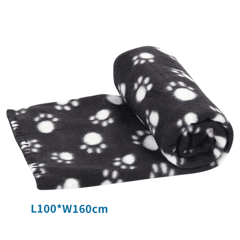 nobleza Haustierdecke mit Pfotenaufdruck – Weiche Kuscheldecke aus Fleece für Hunde & Katzen | Waschbar & vielseitig | 100×160 cm schwarz