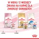 Obraz produktów karmy dla zwierząt Royal Canin, z formułami "Kitten" i "Adult", z tekstem w języku polskim o przejściu na karmę dla dorosłych w wieku 12 miesięcy.