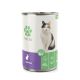 Eine Dose Fellicita Katzenfutter mit einem Calico-Katzenetikett, das "Kaninchen" und "Ideale Nährstoffversorgung" zeigt.