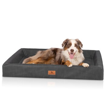 orthopädisches Hundebett Austin aus Kunstleder schwarz XL