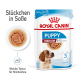 Royal Canin Welpenfutter für mittelgroße Rassen, geeignet für Welpen im Alter von 2-12 Monaten, mit weichen Stückchen in Sauce.