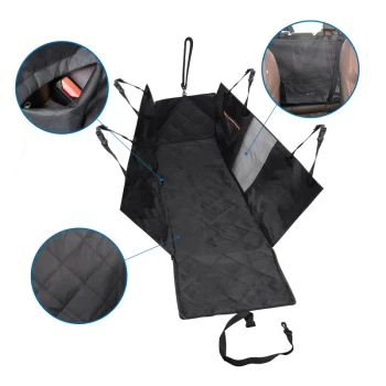 Wasserabweisende Rückbank Autodecke mit Sichtfenster Schwarze Autositzabdeckung für Haustiere mit gestepptem Design, verstellbaren Riemen und Netzfächern zur Aufbewahrung. Ideal zum Schutz der Autoinnenräume.