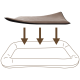 Ein Haustierbett mit einer weichen, beigen Schlafoberfläche und einer schwarzen Unterseite, illustriert über einem Diagramm, das seine gepolsterte Struktur zeigt.