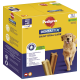 Pedigree Dentastix Daily Oral Care Mega-Pack mit 42 Leckerlis für Hunde, mit einem Golden Retriever und Ansprüchen über zahnmedizinische Vorteile.