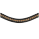 Schwarzes Leder-Haustierhalsband, verziert mit funkelnden goldenen und klaren Strasssteinen.