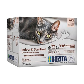 BOZITA Adult Indoor sterilised Multibox Häppchen in Soße 12×85 g