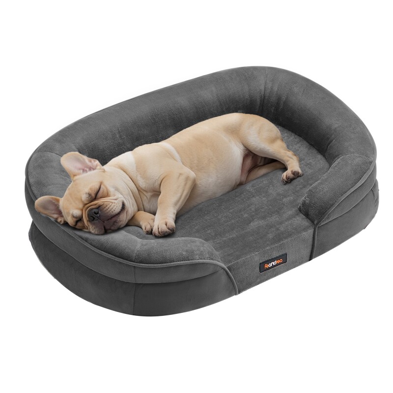 FEANDREA Hundebett, Hundekissen, abnehmbarer, waschbarer Bezug, rutschfest M-XXXL