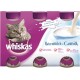 Whiskas cat milk packaging featuring a gray cat, with text highlighting "Lecker & Bekömmlich," "Katzenmilch - Catmilk," and nutritional benefits.