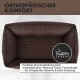 Braunes Cord-Haustierbett mit erhöhten Rändern und weichem Innenraum, entworfen für Komfort und Stil.