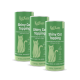 Drei grüne KatKare 'Shiny Cat Topping'-Zylinder mit Katzenillustration, beschriftet mit 'VITAL-TOPPING'.