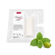 Murmelwunderwickel Schmerzauflage in transparenter Verpackung mit grünem Blatt und Olive auf weißem Hintergrund.