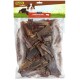 Durchsichtiger Plastikbeutel mit Rinderschlund-Snacks für Hunde, beschriftet mit 'MultiFit native Snacks Rinderschlund', mit einem Hundebild.