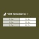 Table of "Wide Savannah" cat food feeding guidelines by weight (2-3 kg, 4-5 kg, 6-7 kg) and daily food amounts (30-75 g).