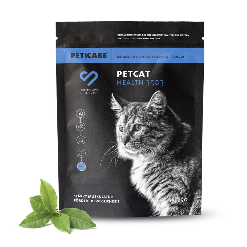 Peticare Muskulatur Pulver für Katzen, mit essenziellen Aminosäuren, Kollagen