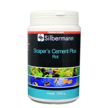 Behälter mit Silbermann Scaper's Cement Plus in Rot, 1200 g, mit aquatischen Bildern auf dem Etikett.