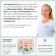 Frau mit 'noms+'-Shirt, drei Beutel mit der Aufschrift 'Haut & Fell Komplex', deutsches Zitat 'Hautprobleme' und '100% MADE IN IRELAND'.