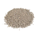 A mound of grayish-brown pet litter granules with various sizes of particles, set against a white background.