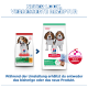 Hill's Science Plan Welpenfutterbeutel (alt vs. neu) mit Beagle-Bild, Kennzeichnung 'PUPPY <1' und deutschem Text 'NEUER LOOK, VERBESSERTE REZEPTUR'.