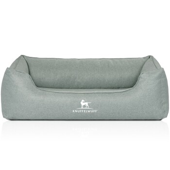 Orthopädisches Hundebett Luisa aus Velours mit feinem Handwebcharakter Sunshine Edition petrol M-L