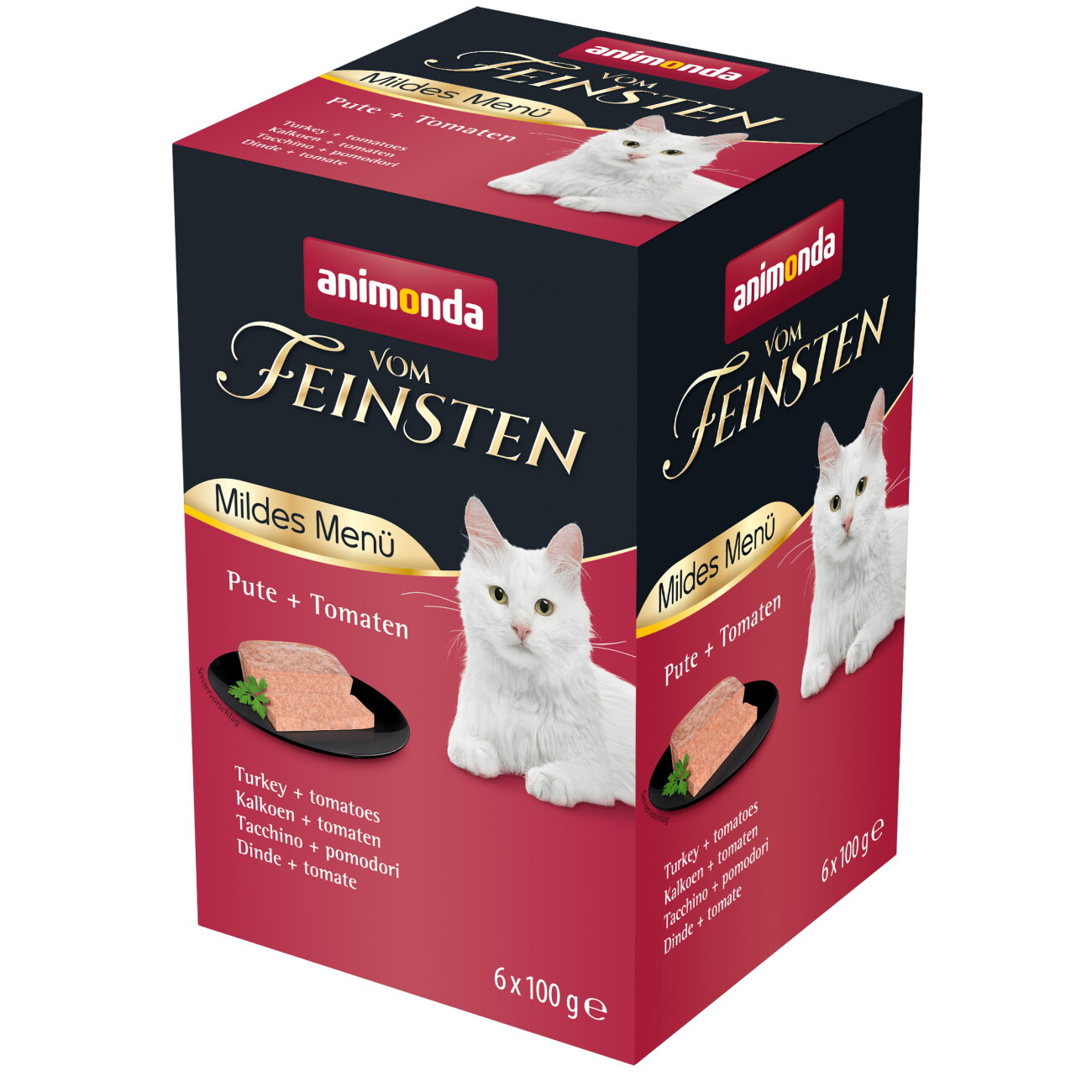 animonda Vom Feinsten Nassfutter Katze, Adult, Mildes Menü 6x100g Pute und Tomaten
