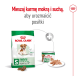 Opakowanie karmy dla zwierząt Royal Canin dla małych psów (do 10 kg, wiek 12+) z suchą i mokrą karmą, promujące mieszane posiłki.