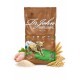 Braune Tüte Dr. John Hypoallergenic Activ Hundefutter, mit einer Illustration eines rennenden Hundes, mit 30% Protein und 20% Fett.