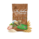 Braune Tüte Dr. John Hypoallergenic Activ Hundefutter, mit einer Illustration eines rennenden Hundes, mit 30% Protein und 20% Fett.