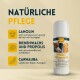 Natürliche Pfotenbalsam für Haustiere mit Inhaltsstoffen: Lanolin für Feuchtigkeit, Bienenwachs und Propolis für Heilung und Carnaubawachs für Festigkeit.