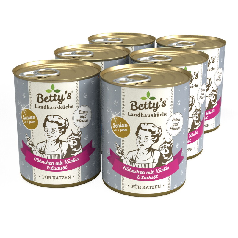 Betty's Landhausküche SENIOR Hühnchen mit Kürbis & Lachsöl 6x400 g