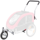 Haustierwagenaufsatz in Pink mit einem transparenten Oberteil, featuring einem stabilen Griff und einem einzelnen Rad für einfache Manövrierbarkeit.