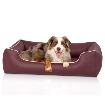 orthopädisches Hundebett aus Kunstleder Lovelock bordeaux M-L