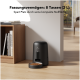 Automatischer Futterspender für Haustiere in Schwarz, mit einer Kapazität von 8 Tassen (2L), platziert neben einem Holzregal mit Büchern und einer Schüssel mit Haustierfutter.
