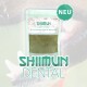 SHIMUN DENTAL Haustierproduktverpackung mit einem grünen Pulver, beschriftet mit "Mit der natürlichen Kraft des Shiitake Pilz" und gekennzeichnet mit "NEU."