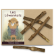 Ein Paket Matatabi-Stäbchen mit einem Cartoon-Löwencharakter namens Leo Löwenkatz auf dem Etikett, mit mehreren Holzstäbchen, die oben angeordnet sind.