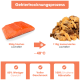 Fütterungstabelle für Hundeleckerlis: 5 kg (2-4 Stück), 5-10 kg (4-6 Stück), 10-20 kg (6-10 Stück), 20-30 kg (10-15 Stück), über 30 kg (bis zu 20 Stück).