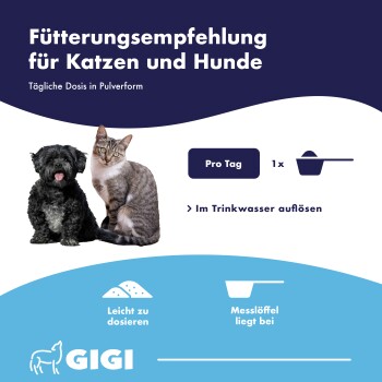 GIGI Dental Care Pulver für Hunde und Katzen, unterstützt normale Mundschleimhaut, verhindert Zahnstein, tierärztlich entwickelt, wiederverschließbarer Deckel, Premiumqualität seit 2006.