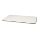 Un lit pour animaux de compagnie doux et rectangulaire de couleur crème avec une surface en peluche et une bordure gris foncé, idéal pour le confort des animaux.