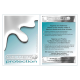 Silberne Schutzproduktverpackung mit einem silbernen Spritzdesign, mit Text, der Hygienevorteile und antibakterielle Eigenschaften beschreibt.