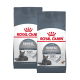 Zwei Beutel Royal Canin Dental Katzenfutter mit einer grauen Katze auf der Vorderseite, die reduzierte Zahnbeläge und Zahnstein in 28 Tagen bewirbt.
