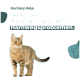 Eine getigerte Katze steht vor einem hellblauen Hintergrund, mit dem Text "Hurinariy Help Ideal nach Behandlungen bei Harnwegsproblemen."