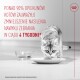 Szary pręgowany kot jedzący z talerza z miską wody; czerwony polski tekst 'PONAD 90% OPIEKUNÓW KOTÓW... W CIĄGU 4 TYGODNI' i logo korony