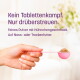 Hand hält rosa Schaufel mit hühneraromatischem Pulver; sichtbarer Text: „Keine Tablettenkämpfe. Einfach darüberstreuen.“ Für Nass- oder Trockenfutter.