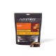 Schwarze Tüte von Nutriment Natural Treats Gourmet-Burgers ‚Huhn‘ 1 kg mit Hundefoto und gestapelten runden Hähnchen-Trainingsleckerli.