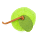 Grünes Filzhaustierspielzeug in Form eines Apfels, mit einem braunen Stiel und einem grünen Blatt.
