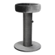 Arbre à chat gris avec un sommet en peluche ronde, un poteau à gratter en sisal, et une base douce, idéal pour le jeu et le repos des félins.