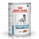 Royal Canin Veterinary blikvoer voor honden gelabeld 'Sensitivity Control' met kip en rijst, met een hondenillustratie en voedingsdetails.