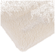 Ein weiches, cremefarbenes Haustierbett mit einer strukturierten, flauschigen Oberfläche, mit dem gestickten Wort "DISTRICT" und einem Pfotenabdruck-Logo.