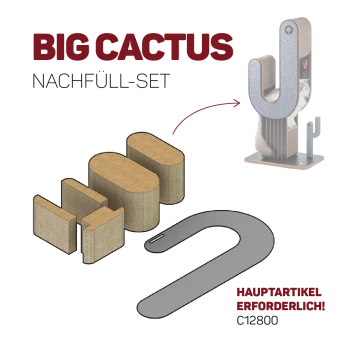 Großes Cactus-Nachfüllset für Katzenkratzbaum, das verschiedene Formen von Kratzmaterialien enthält, mit dem Text "HAUPTARTIKEL ERFORDERLICH!"