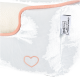 Lit pour animaux de compagnie bleu clair avec un intérieur crème doux, présentant une bordure rose et un petit design de cœur brodé, étiqueté "AniOne Collections."